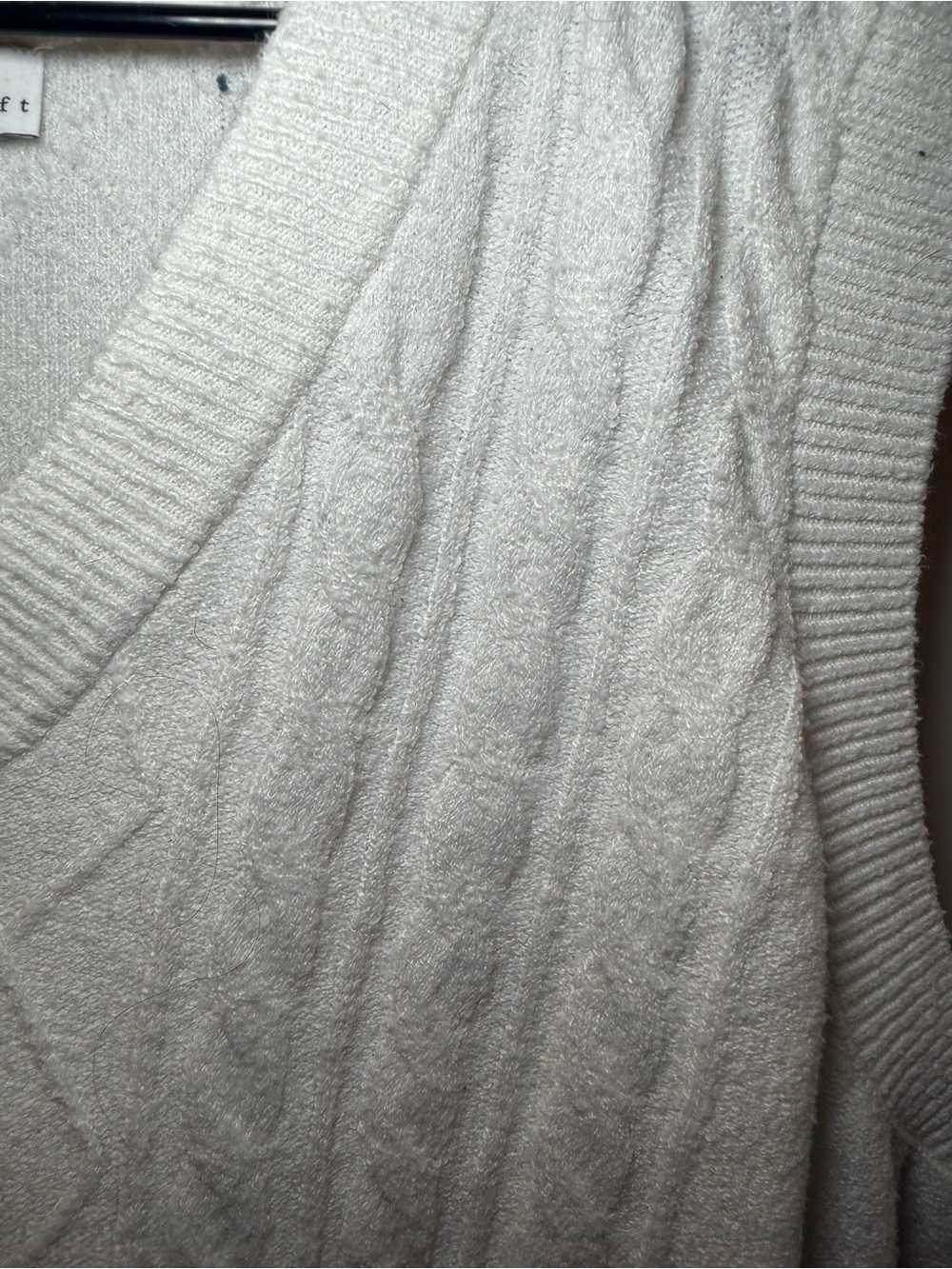 True Craft Cable-Knit V-Neck Sweater Vest in Cream